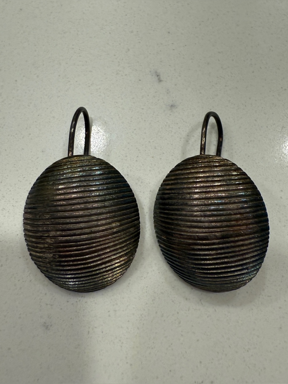 Textured Oval Drop Earrings